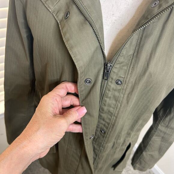 J.Crew Size XS Army Green Parka Fleece Lined Coat Cold - Picture 2 of 11